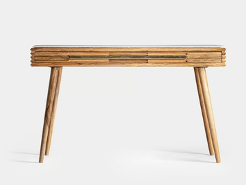 PLISSÉ WOOD - Mango and marble secretary desk with drawers by Vical Home - view 2
